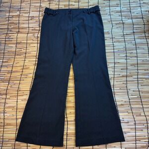 Meeting USA Pinstripe Wide Leg Trousers Black Gray Button Waist Size Large